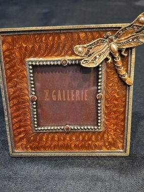 Z Gallerie Amber and Gold Crystal Dragonfly Accent 4x4 Frame